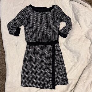 White House Black Market Monochrome Long Sleeve Dress